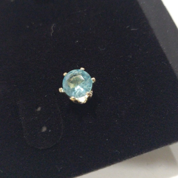 Eisenberg Ice Gold tone Sparkling Blue Crystal Stud Earrings - Women's Jewelry - Picture 4 of 8